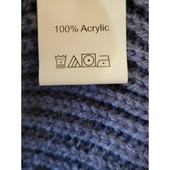 Sweater Tunic 3XL Knit V-Neck Blue Tie Waist Heavy Ruffle Hem Plus Size 100% Acr - Picture 5 of 5